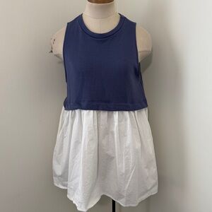 Bucket List Small Blue White Sleeveless Tunic Top Layered Beach